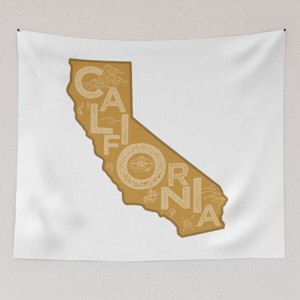 Item preview, California Map Typography Brown designed and sold by HelloGentry.