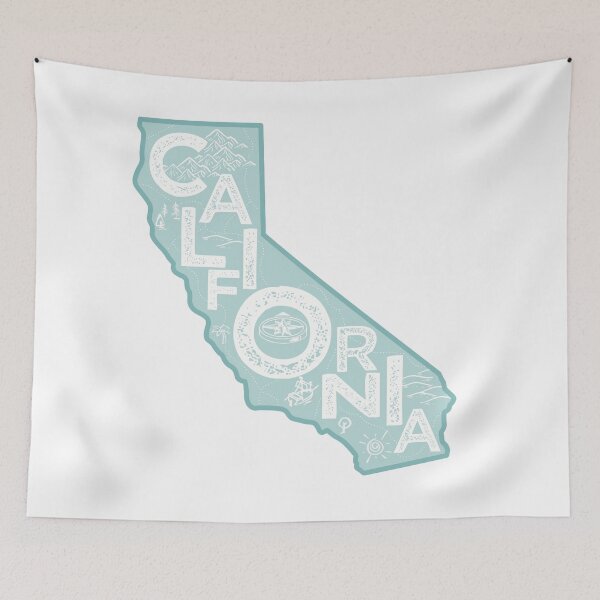 Item preview, California Map Typography Blue designed and sold by HelloGentry.