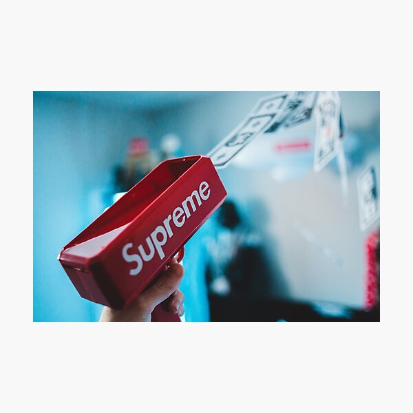 Red Hypebeast money gun Photographic Print