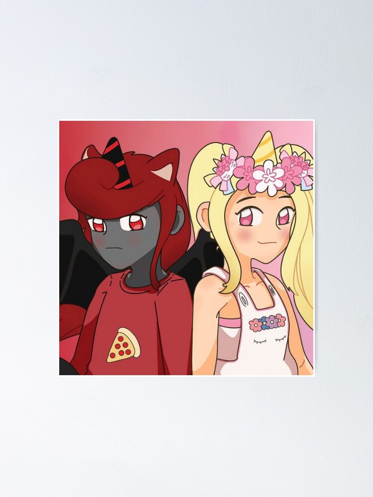 Sanna And Moody Iamsanna Loves Unicorns Roblox Black Poster By Totkisha1 Redbubble - roblox pink hair texture