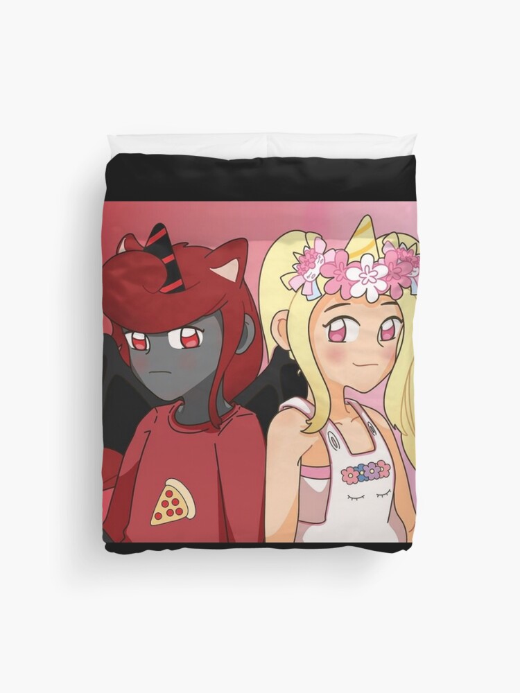 Sanna And Moody Iamsanna Loves Unicorns Roblox Black Duvet Cover By Totkisha1 Redbubble - moody unicorn twins roblox