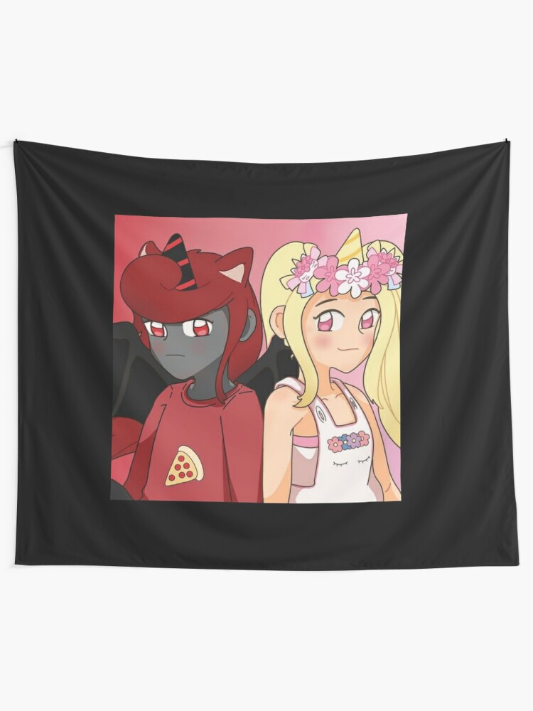 Sanna And Moody Iamsanna Loves Unicorns Roblox Black Tapestry By Totkisha1 Redbubble - roblox paul unicorn