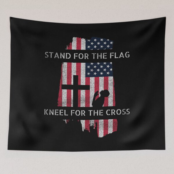 Item preview, Stand For Flag Kneel Cross Catholic Christian Veteran designed and sold by WichitaClothing.