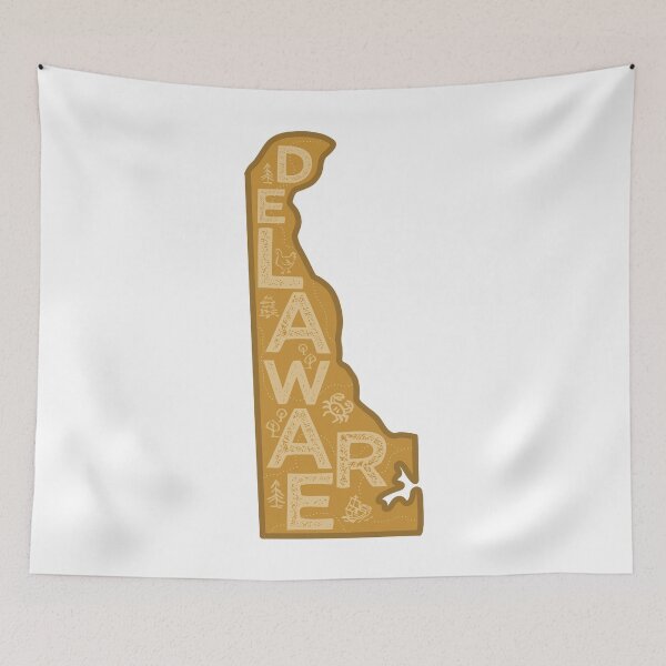 Item preview, Delaware Map Typography Brown designed and sold by HelloGentry.