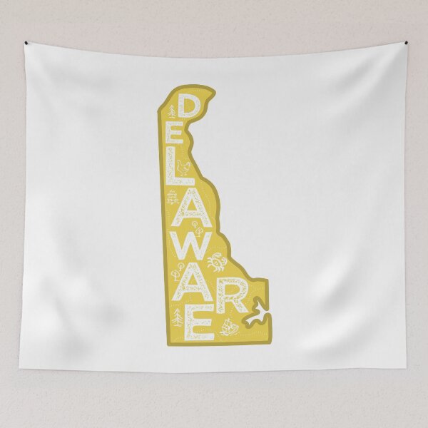 Item preview, Delaware Map Typography Gold designed and sold by HelloGentry.