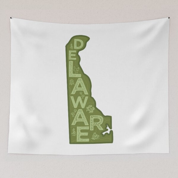 Item preview, Delaware Map Typography Green designed and sold by HelloGentry.