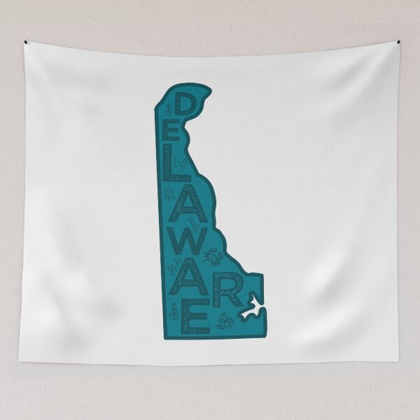 Item preview, Delaware Map Typography Navy designed and sold by HelloGentry.