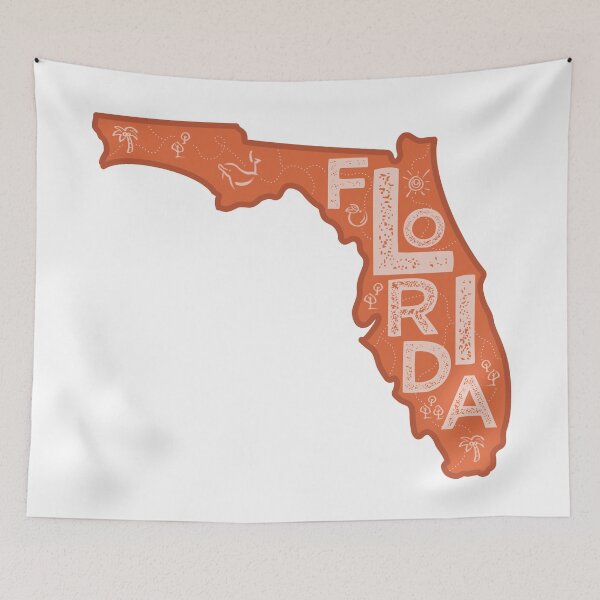 Item preview, Florida Map Typography Red designed and sold by HelloGentry.