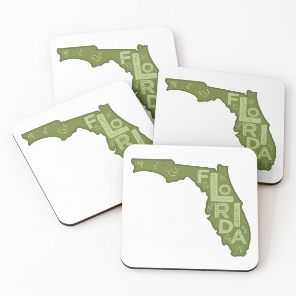 Item preview, Florida Map Typography Green designed and sold by HelloGentry.