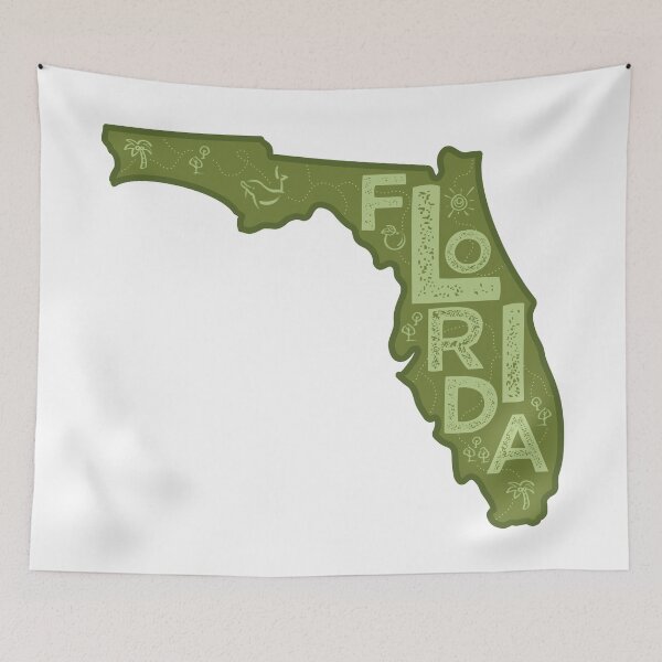 Item preview, Florida Map Typography Green designed and sold by HelloGentry.