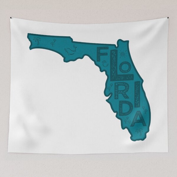 Item preview, Florida Map Typography Navy designed and sold by HelloGentry.