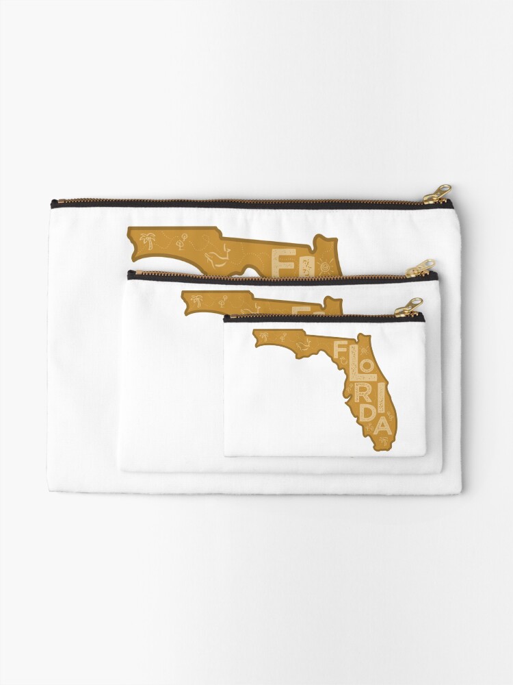 Thumbnail 2 of 4, Zipper Pouch, Florida Map Typography Brown designed and sold by HelloGentry.