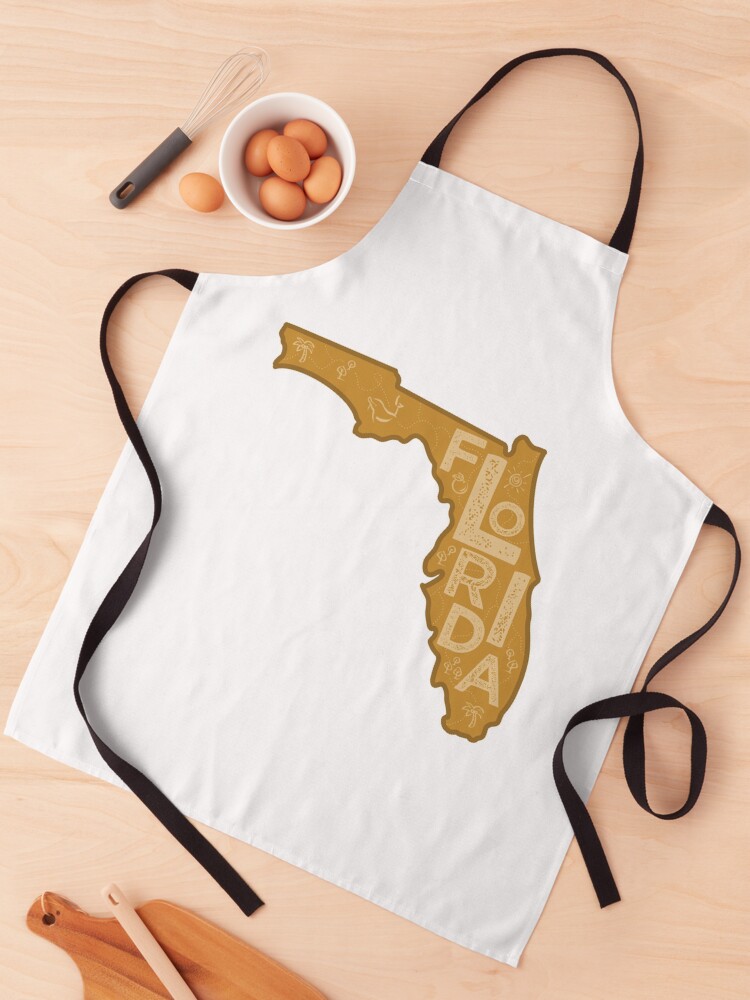 Thumbnail 1 of 6, Apron, Florida Map Typography Brown designed and sold by HelloGentry.