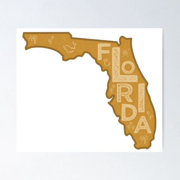 Item preview, Florida Map Typography Brown designed and sold by HelloGentry.