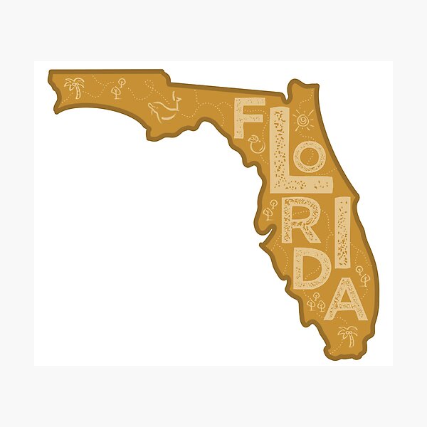 Item preview, Florida Map Typography Brown designed and sold by HelloGentry.