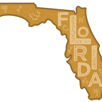 Artwork thumbnail, Florida Map Typography Brown by HelloGentry