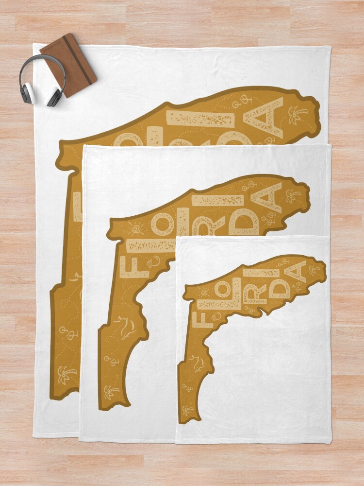 Thumbnail 5 of 6, Throw Blanket, Florida Map Typography Brown designed and sold by HelloGentry.