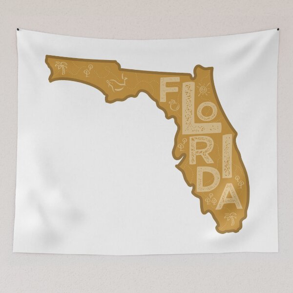 Item preview, Florida Map Typography Brown designed and sold by HelloGentry.