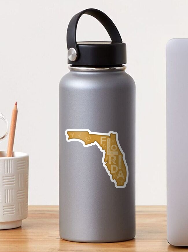 Thumbnail 1 of 3, Sticker, Florida Map Typography Brown designed and sold by HelloGentry.