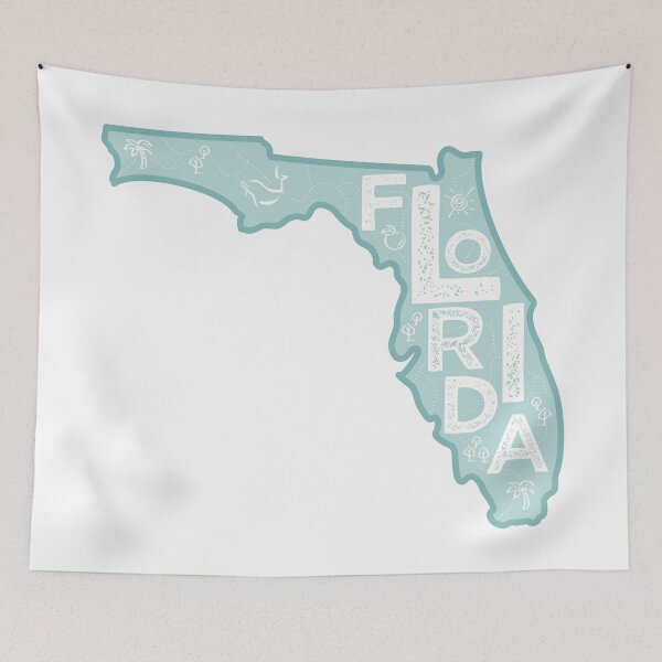 Item preview, Florida Map Typography Blue designed and sold by HelloGentry.