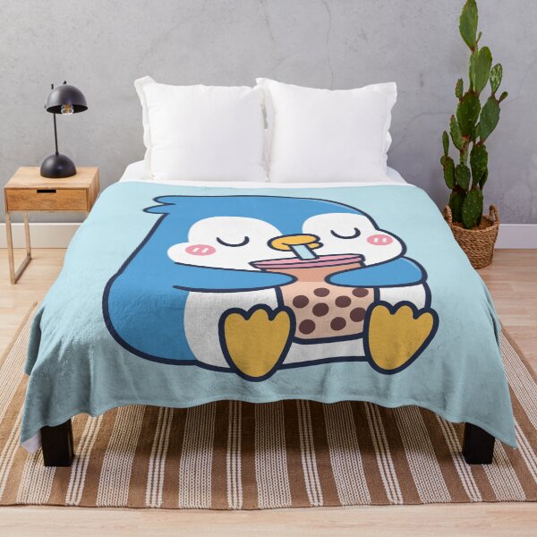 Item preview, Cute Blue Penguin Drinks Boba Tea designed and sold by rustydoodle.