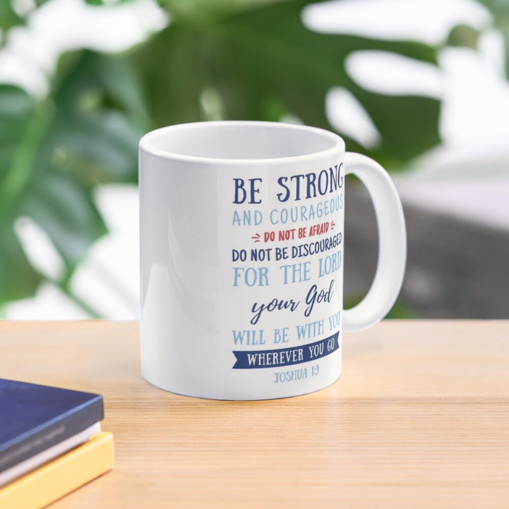 Christian Art Gifts Coffee Mug: Strong and Courageous - Joshua 1:9  Inspirational Scripture, 15oz, Purple - DCBG