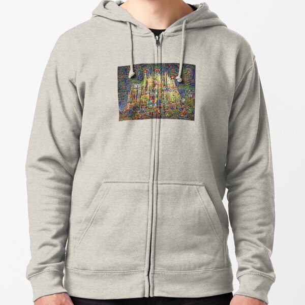 DeepDream Pictures, Cathedral 001 Zipped Hoodie