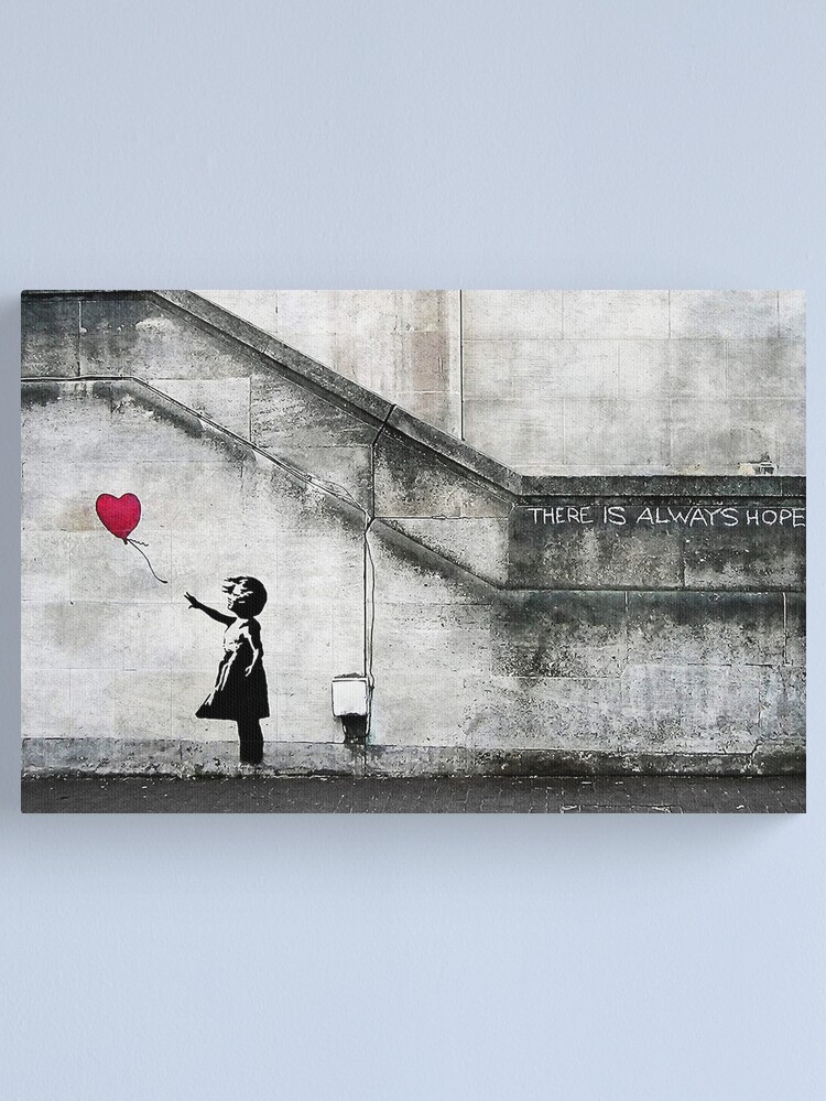 Thumbnail 2 of 3, Canvas Print, Balloon Girl - There Is Always Hope | Original Mural Banksy designed and sold by WE-ARE-BANKSY.