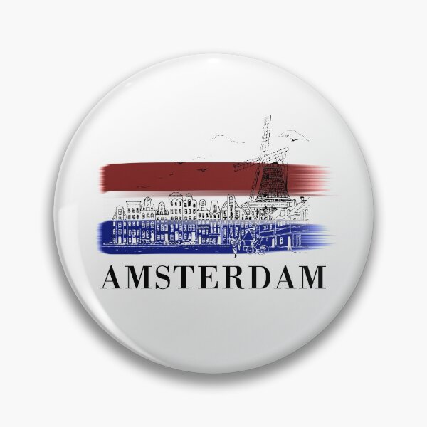 Item preview, Amsterdam Skyline Sketch With Netherlands Flag Background designed and sold by cttdesign.