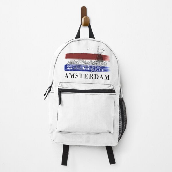 Item preview, Amsterdam Skyline Sketch With Netherlands Flag Background designed and sold by cttdesign.