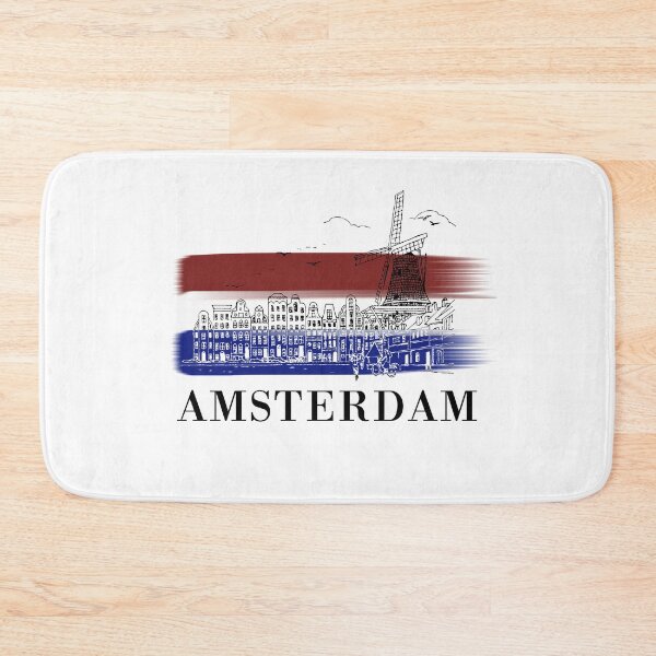 Item preview, Amsterdam Skyline Sketch With Netherlands Flag Background designed and sold by cttdesign.
