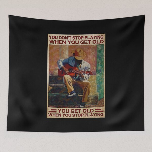 Item preview, Guitar Player Painting  - You Don't Stop Playing When You Get Old designed and sold by MorningJoco.