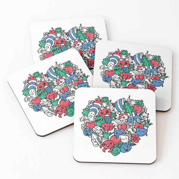 Item preview, Colorful cute doodle art design in heart shape designed and sold by Nesdigiart.