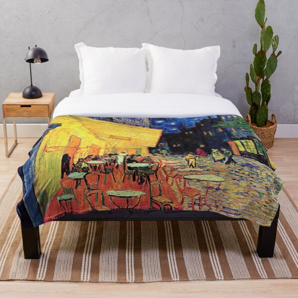 CAFE TERRACE AT NIGHT Van Gogh Best Original Painting Throw Blanket