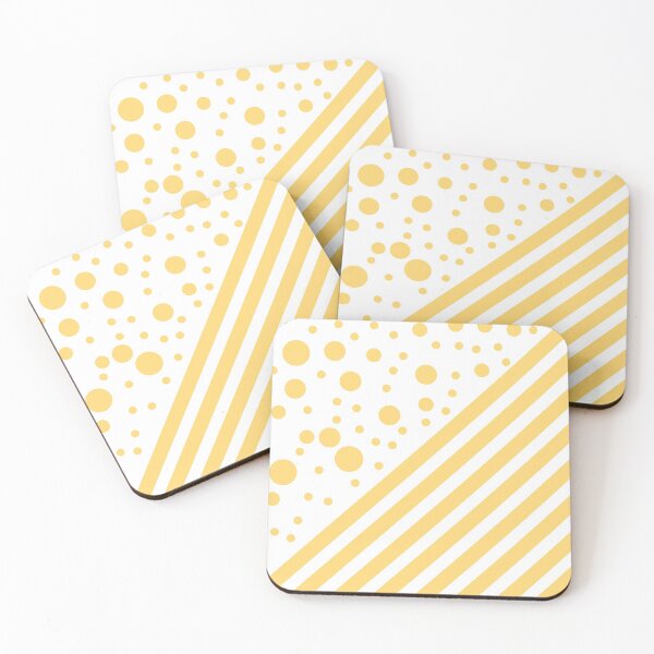 Item preview, Yellow Stripes and Dots on a White background designed and sold by squishyrainbow.