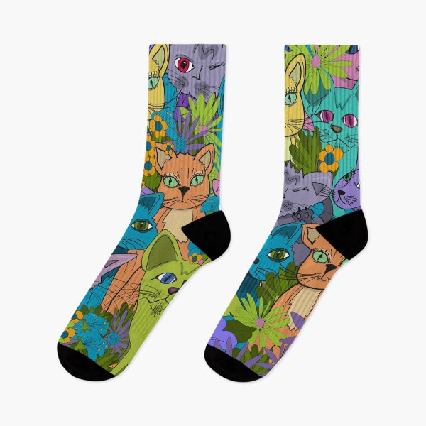 Item preview, Kaleidoscopic Cats. Funky cat collage. designed and sold by LaBellCreative.