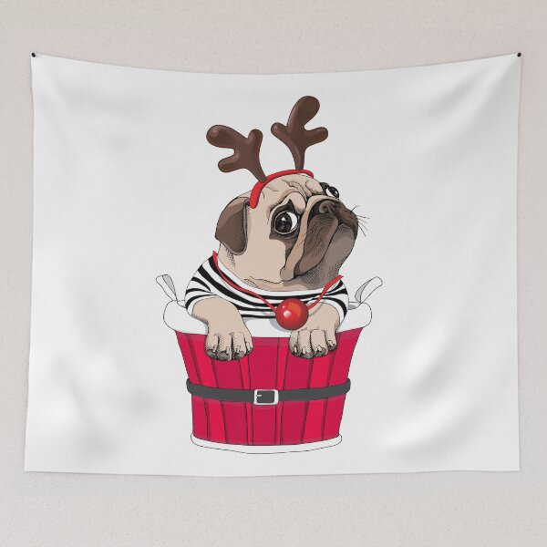 Item preview, santa pug designed and sold by muthru bazaar.