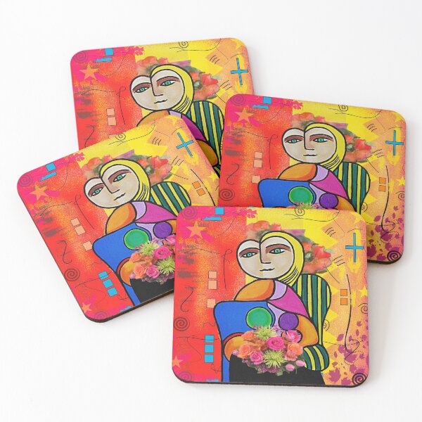 Item preview, Funky Art Lady with Flower Bouquet designed and sold by jantulov.
