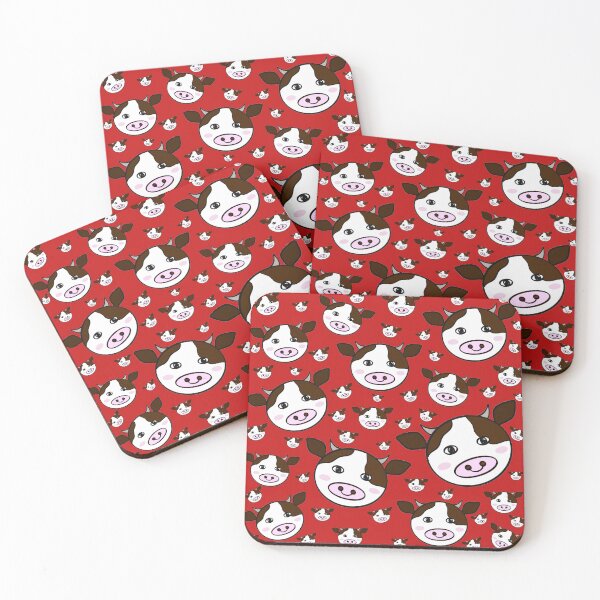 Item preview,  Multitude kawai cow under red background designed and sold by Kristaine.