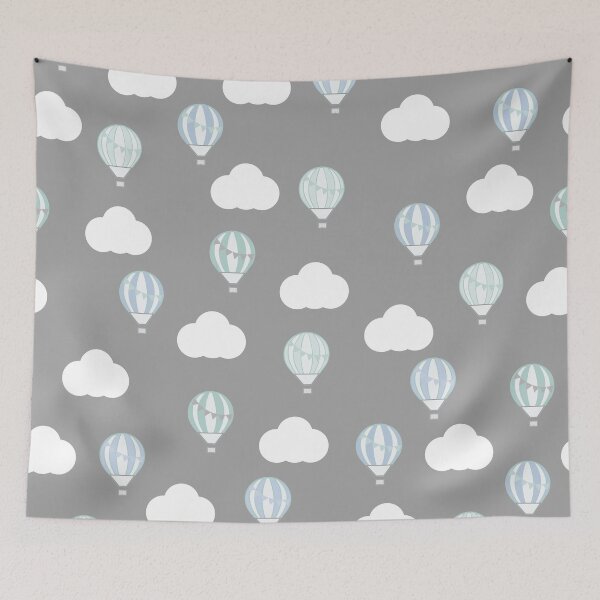 Item preview, Grey Hot Air Balloon and Clouds Design designed and sold by shadowbright.