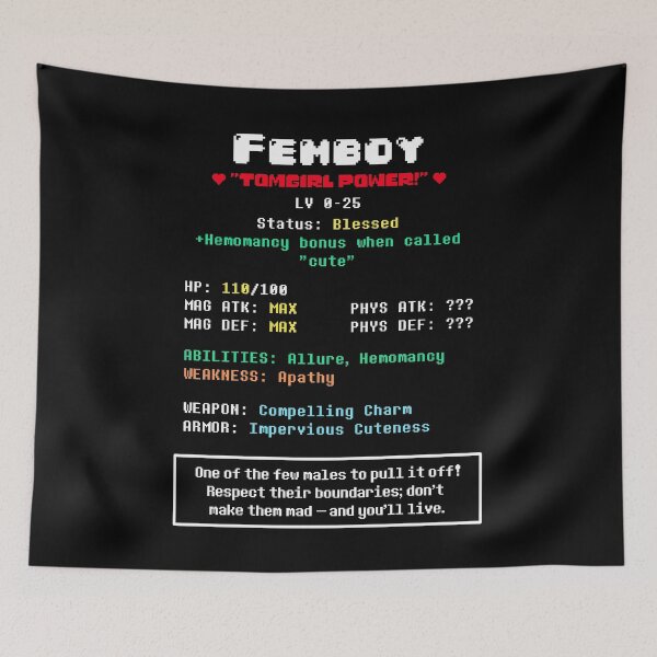 Item preview, Femboy RPG Stats // For A Cute, Nerdy, Geeky Tomgirl Gamer designed and sold by PikachuRox.