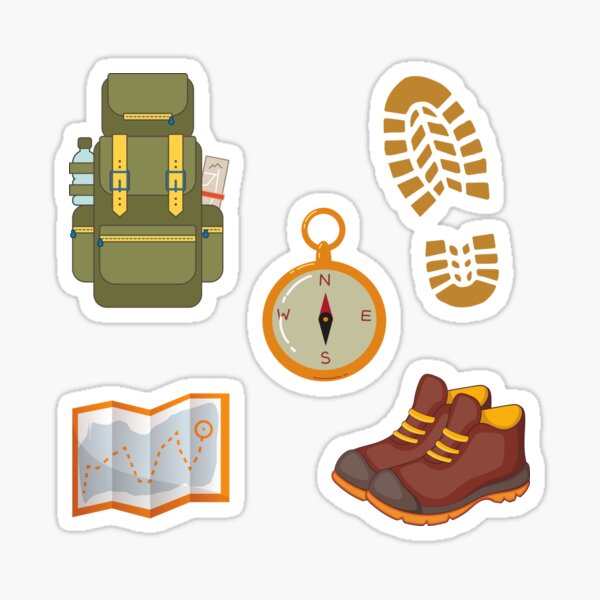 Item preview, Backpack Footstep Compass Map Shoes Hiking Stickerpack designed and sold by Web CreationsNL.