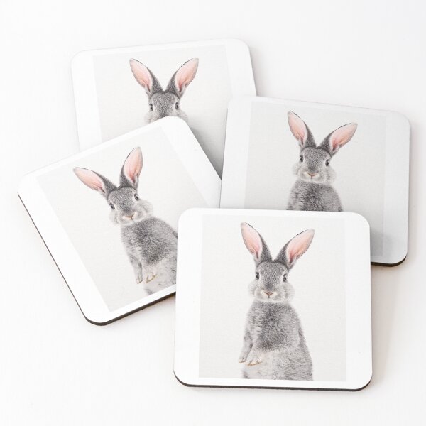 Item preview, Baby Rabbit, Standing Grey Bunny, Baby Animals Art Print by Synplus designed and sold by synplus.
