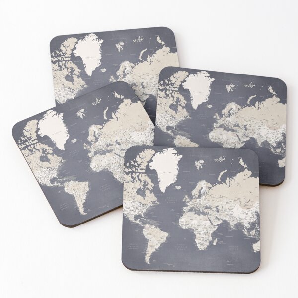 Item preview, Glyn world map distressed and detailed designed and sold by blursbyai.