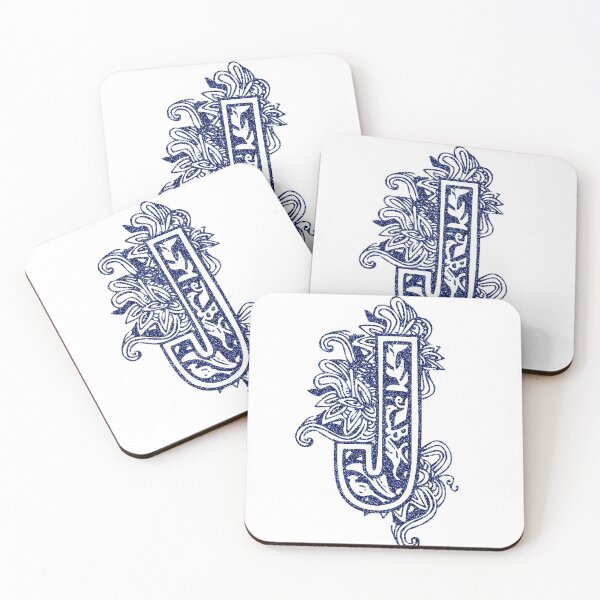 Item preview, Blue glitter floral letter J designed and sold by DarkArtStudio.