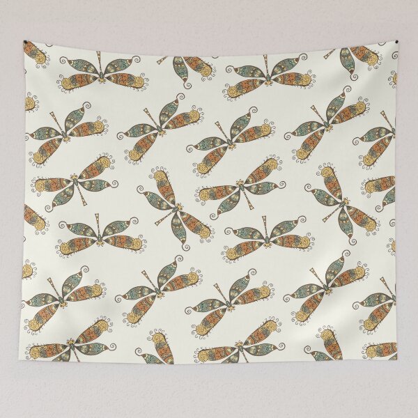 Item preview, Dragonfly Pattern on Ivory White designed and sold by simpleones.