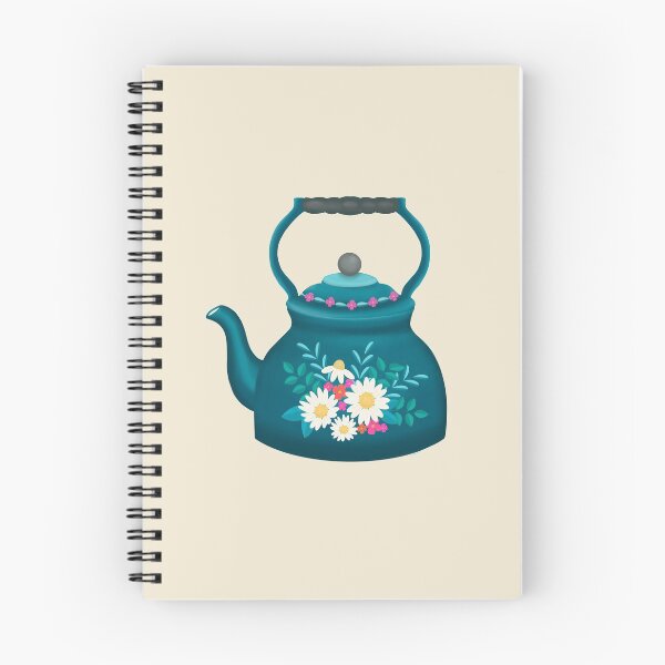 Item preview, Time For Tea – Decorative Folkart Kettle / Teapot Illustration in Teal Blue designed and sold by OstarasAttic.
