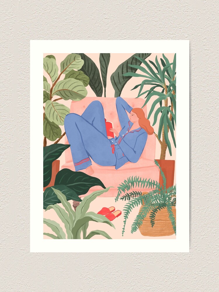 Alternate view of Reading with The Plants Art Print