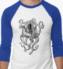 Camiseta ¾ bicolor para hombre Casco de buceo Octopus Scuba Diver