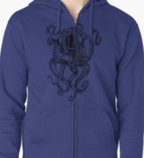 Octopus Scuba Diver Helmet Zipped Hoodie
